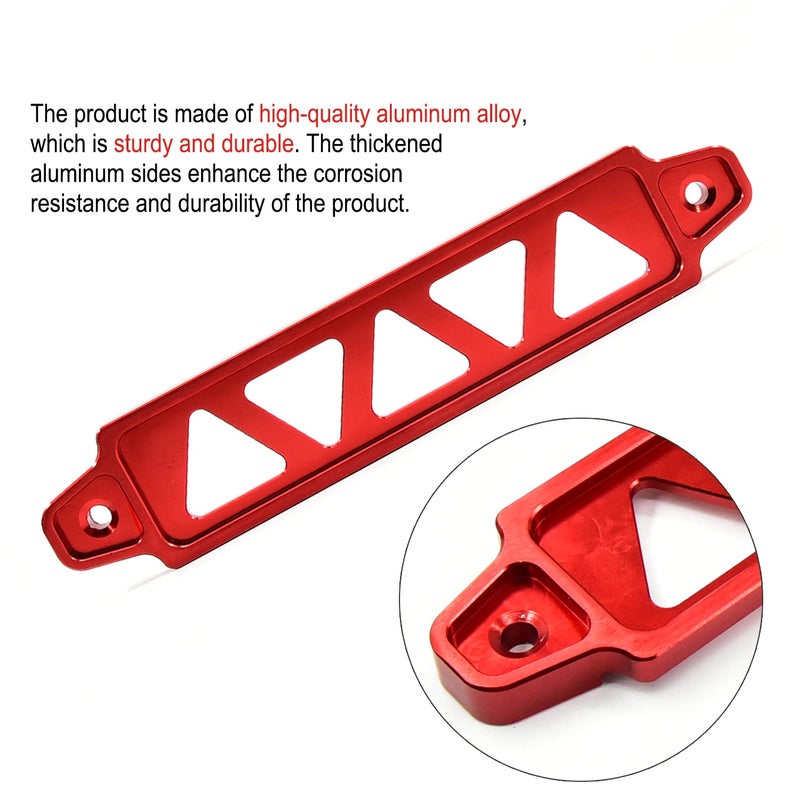 Young Dance Battery Hold Down Bracket  Aluminum Alloy Battery Tie Down Bracket  Battery Tray for Car Battery Mount Bracket Hold Lock Accessories  Car Battery Lock Down- with 10in J Bolts (Red) - Image 5